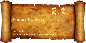 Remes Karola névjegykártya